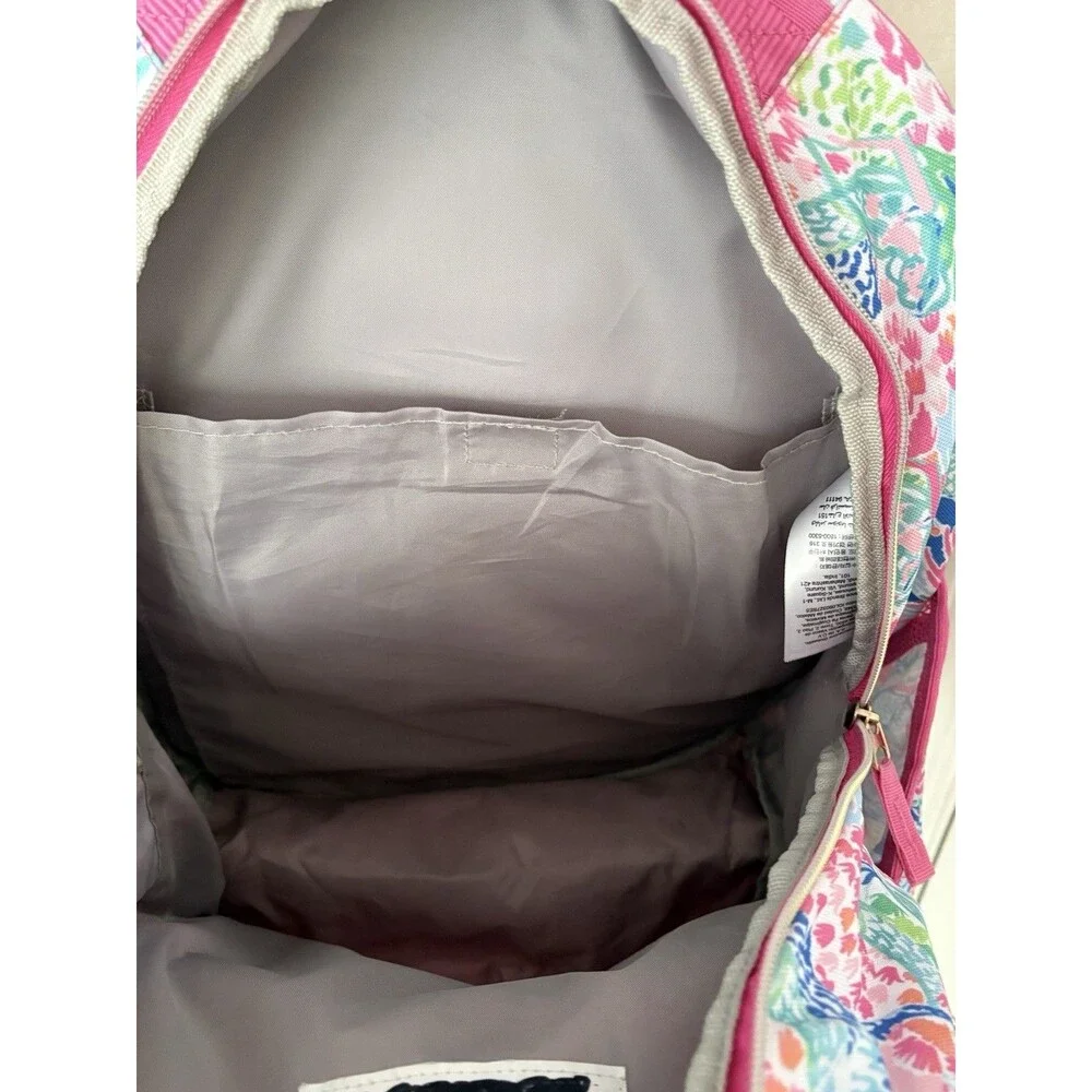 Lilly Pulitzer for Pottery Barn Mermaid Cove Print Backpack Pink Gold Zipper